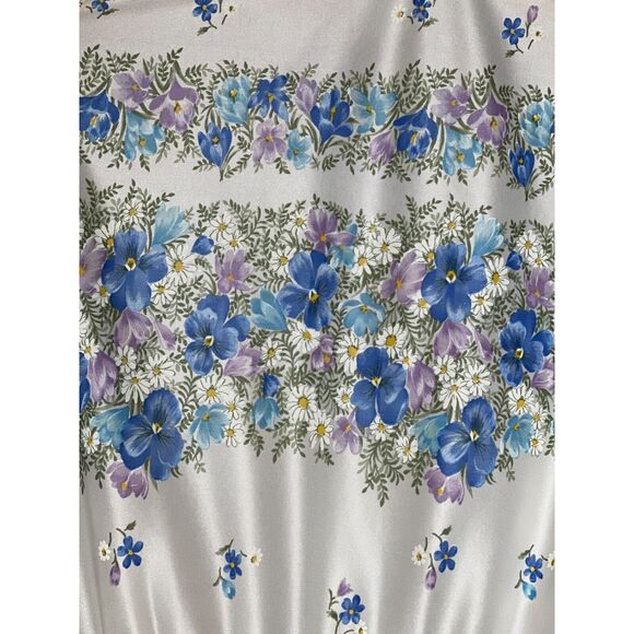 Vintage 70s Floral High Neck Dress Tie Front Elastic Waist Silky Nylon - Picture 9 of 9